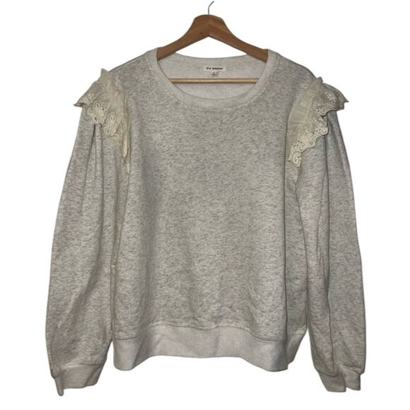 Blue Pepper Oatmeal Eyelet Shoulder Crew Sweatshirt Size Large - Picture 1 of 11